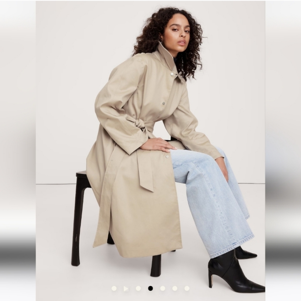 Banana Republic Bonded Cotton Mac Trench Coat natural stone gray - Picture 4 of 7